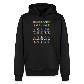 Dinosaur ABC Dino Alphabet with Dino Species - Men’s Premium Organic Hoodie - black - Front - Nico (187cm)