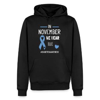 En novembre, nous portons le diabète diabétique bleu de type 1 - Sweat à capuche Premium bio Homme - noir - Devant - Nico (187cm)