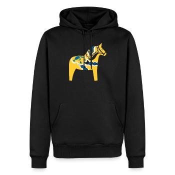 Schwedisches Dala-Pferd Schweden Gelbes Dalecarlian-Pferd - Männer Premium Bio Hoodie - Schwarz - Vorne - Nico (187cm)
