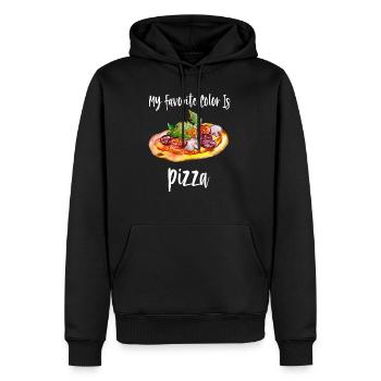 Meine Lieblingsfarbe ist Pizza - Pizzaliebhaber - Pizza - Männer Premium Bio Hoodie - Schwarz - Vorne - Nico (187cm)