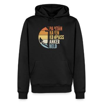 Papitän Papa Kapitän Vatertag Captain Anker Segler - Männer Premium Bio Hoodie - Schwarz - Vorne - Nico (187cm)