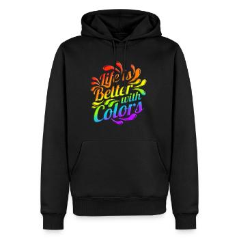 LGBTQ Logo Life Is Better With Colors Pride Month - Männer Premium Bio Hoodie - Schwarz - Vorne - Nico (187cm)