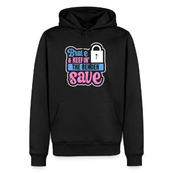Gender Reveal Design für eine Gender-Hüterin - Männer Premium Bio Hoodie - Schwarz - Vorne - Nico (187cm)