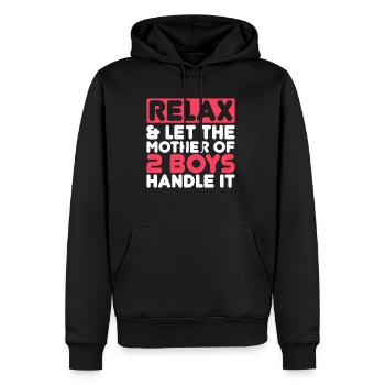 Mutter von 2 Jungen Design für eine Mutter von 2 - Männer Premium Bio Hoodie - Schwarz - Vorne - Nico (187cm)
