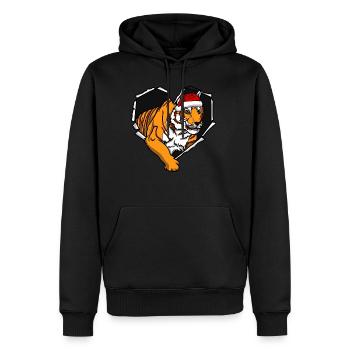Crack Tiger with Christmas Cap Hole - Men’s Premium Organic Hoodie - black - Front - Nico (187cm)