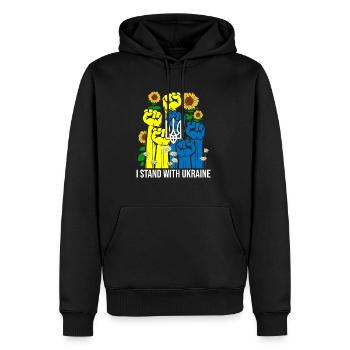 I Stand With Ukraine - Männer Premium Bio Hoodie - Schwarz - Vorne - Nico (187cm)