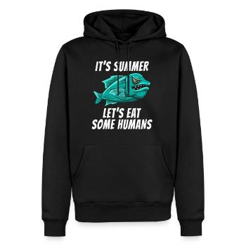 Drôle de poisson effrayant Un été Horreur Effrayant Été - Sweat à capuche Premium bio Homme - noir - Devant - Nico (187cm)