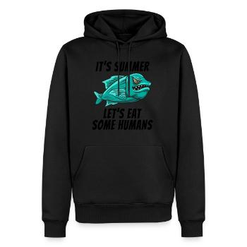 Drôle de poisson effrayant Un été Horreur Effrayant Été - Sweat à capuche Premium bio Homme - noir - Devant - Nico (187cm)