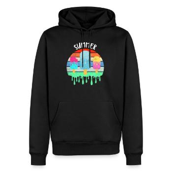 Crème glacée fondante Vacances d’été chaudes Rétro Vintag - Sweat à capuche Premium bio Homme - noir - Devant - Nico (187cm)