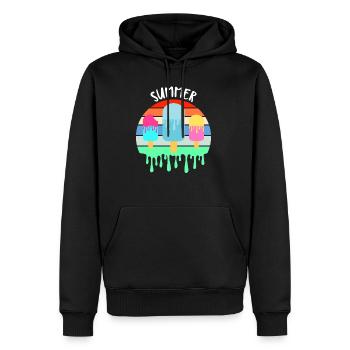 Crème glacée fondante Vacances d’été chaudes Rétro Vintag - Sweat à capuche Premium bio Homme - noir - Devant - Nico (187cm)