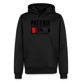 Patience à 1% Phrase drôle et idée ironique hors de - Sweat à capuche Premium bio Homme - noir - Devant - Nico (187cm)