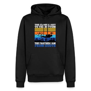 The closer i get to bottom the farther from idiots - Men’s Premium Organic Hoodie - black - Front - Nico (187cm)