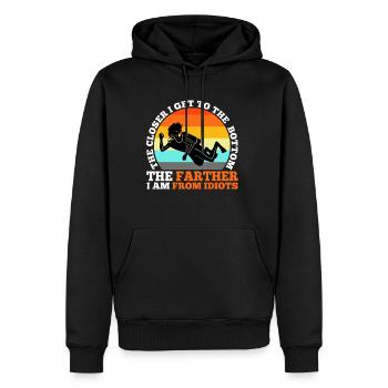 The closer i get to the bottom the farther i am fr - Men’s Premium Organic Hoodie - black - Front - Nico (187cm)