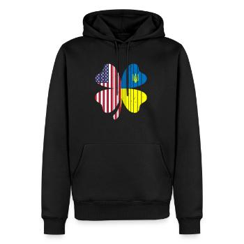 Ukraine Amérique Drapeau Cloverleaf - Sweat à capuche Premium bio Homme - noir - Devant - Nico (187cm)