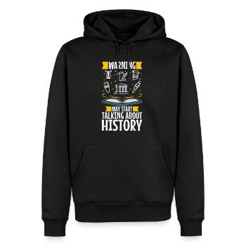 Warning may start talking about history - Men’s Premium Organic Hoodie - black - Front - Nico (187cm)