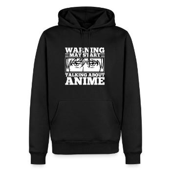 Avertissement peut commencer à parler d’anime - Sweat à capuche Premium bio Homme - noir - Devant - Nico (187cm)