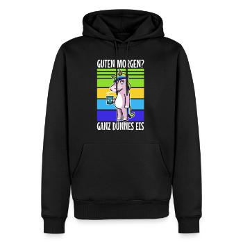 Guten morgen ganz dünnes eis - Männer Premium Bio Hoodie - Schwarz - Vorne - Nico (187cm)