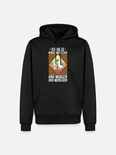 Ich hasse Morgenmenschen - Männer Premium Bio Hoodie - Schwarz