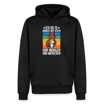 Ich hasse Morgenmenschen - Männer Premium Bio Hoodie - Schwarz - Vorne - Nico (187cm)