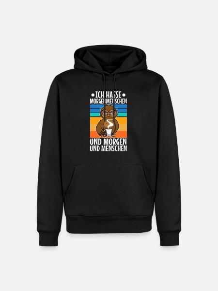 Ich hasse Morgenmenschen - Männer Premium Bio Hoodie - Schwarz