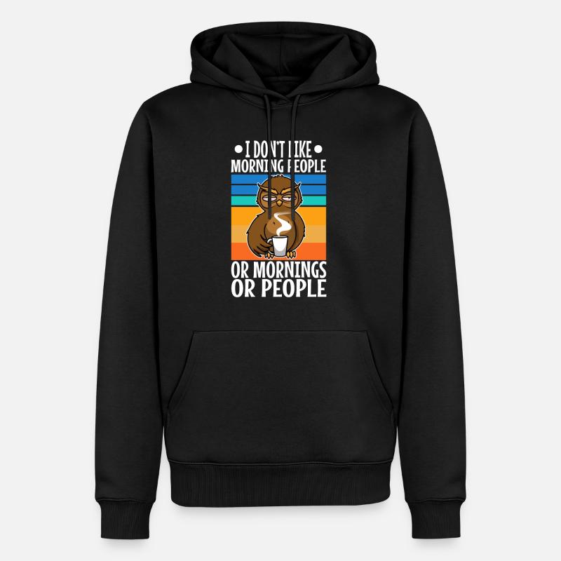 Ich hasse Morgenmenschen - Männer Premium Bio Hoodie - Schwarz