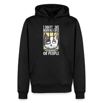 Je n’aime pas les gens du matin ou les matins ou les gens - Sweat à capuche Premium bio Homme - noir - Devant - Nico (187cm)