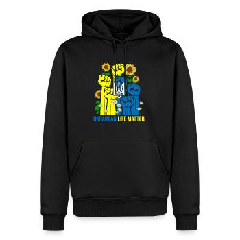Ukrainian Life Matter Ukraine Fleurs - Sweat à capuche Premium bio Homme - noir - Devant - Nico (187cm)