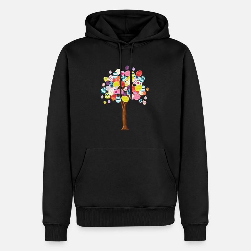 Arbre à œufs de Pâques avec lapin de Pâques - Sweat à capuche Premium bio Homme - noir