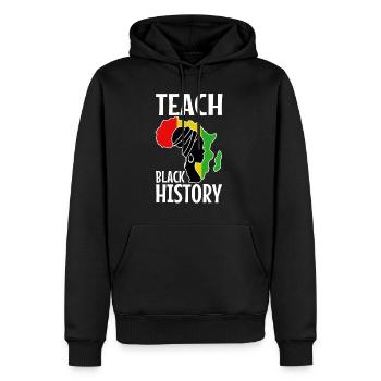 Teach Black History - Men’s Premium Organic Hoodie - black - Front - Nico (187cm)