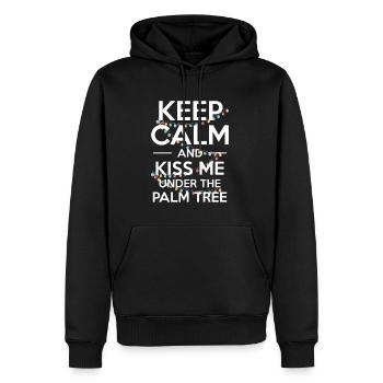 Restez calme et embrassez-moi sous le palmier - Sweat à capuche Premium bio Homme - noir - Devant - Nico (187cm)