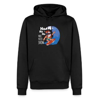Ho Ho Ho Who Needs Snow Weihnachtsmann Surfer - Männer Premium Bio Hoodie - Schwarz - Vorne - Nico (187cm)
