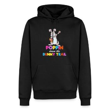 Poppin Down The Rabbit Trail Dabbing Hase - Männer Premium Bio Hoodie - Schwarz - Vorne - Nico (187cm)