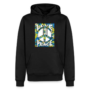 Peace Love Ukraine - Männer Premium Bio Hoodie - Schwarz - Vorne - Nico (187cm)