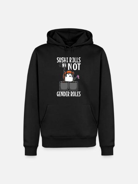 Sushi rolls not gender roles - Männer Premium Bio Hoodie - Schwarz