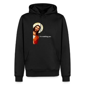 I'm Watching You Peeking Jesus Christ - Männer Premium Bio Hoodie - Schwarz - Vorne - Nico (187cm)