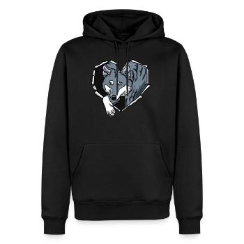 Riss Wolf Zerrissenes Loch Herz Wolfsgesicht - Männer Premium Bio Hoodie - Schwarz - Vorne - Nico (187cm)