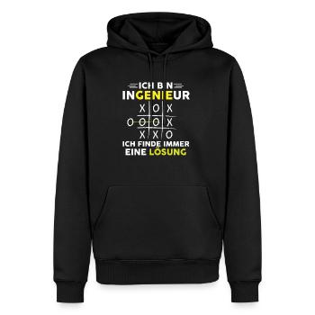 Je suis ingénieur je trouve toujours une solution - Sweat à capuche Premium bio Homme - noir - Devant - Nico (187cm)