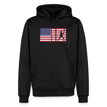 USA Flagge Amerika Fahne Baseball Shirt - Männer Premium Bio Hoodie - Schwarz - Vorne - Nico (187cm)