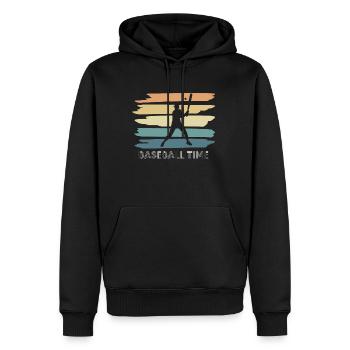 Vintage Retro Baseball Time Shirt Geschenk - Männer Premium Bio Hoodie - Schwarz - Vorne - Nico (187cm)