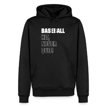 Baseball Hit Never Quit! - Männer Premium Bio Hoodie - Schwarz - Vorne - Nico (187cm)