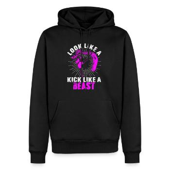 Beauty Kickboxing Beast Kickboxer Girl Fighter - Men’s Premium Organic Hoodie - black - Front - Nico (187cm)