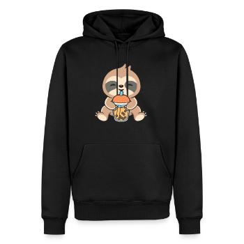 Bubble Milk Tea Faultier trinkt Boba Milchtee - Männer Premium Bio Hoodie - Schwarz - Vorne - Nico (187cm)