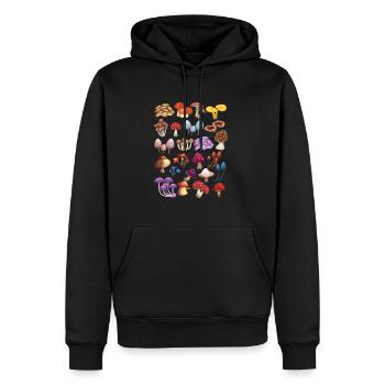 Collection de champignons Cueillette de champignons Cadeau Nature Champignons - Sweat à capuche Premium bio Homme - noir - Devant - Nico (187cm)