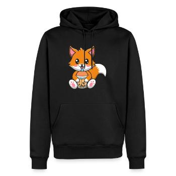Bubble Milk Tea Fuchs trinkt Boba Milchtee - Männer Premium Bio Hoodie - Schwarz - Vorne - Nico (187cm)
