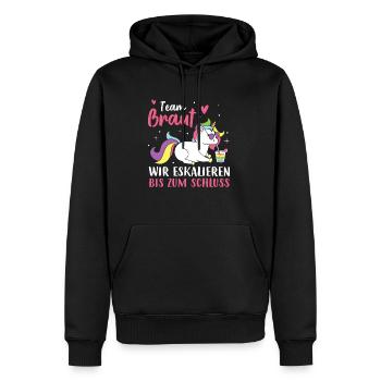 Team Braut Wir eskalieren bis zum Schluss - Männer Premium Bio Hoodie - Schwarz - Vorne - Nico (187cm)