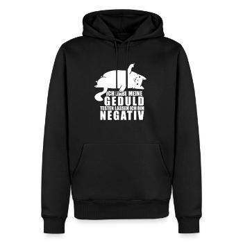 Ich habe meine Geduld testen lassen bin negativ - Männer Premium Bio Hoodie - Schwarz - Vorne - Nico (187cm)