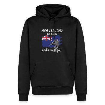 Neuseeland Flagge New Zealand Is Calling I Must Go - Männer Premium Bio Hoodie - Schwarz - Vorne - Nico (187cm)