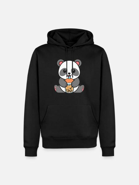 Bubble Tea Panda - Men’s Premium Organic Hoodie - black