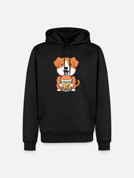 Bubble Tea Hund - Männer Premium Bio Hoodie - Schwarz