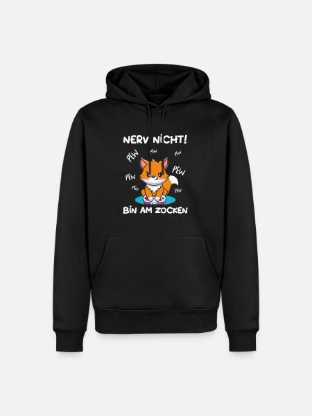 Bin am Zocken Gaming Fuchs - Männer Premium Bio Hoodie - Schwarz
